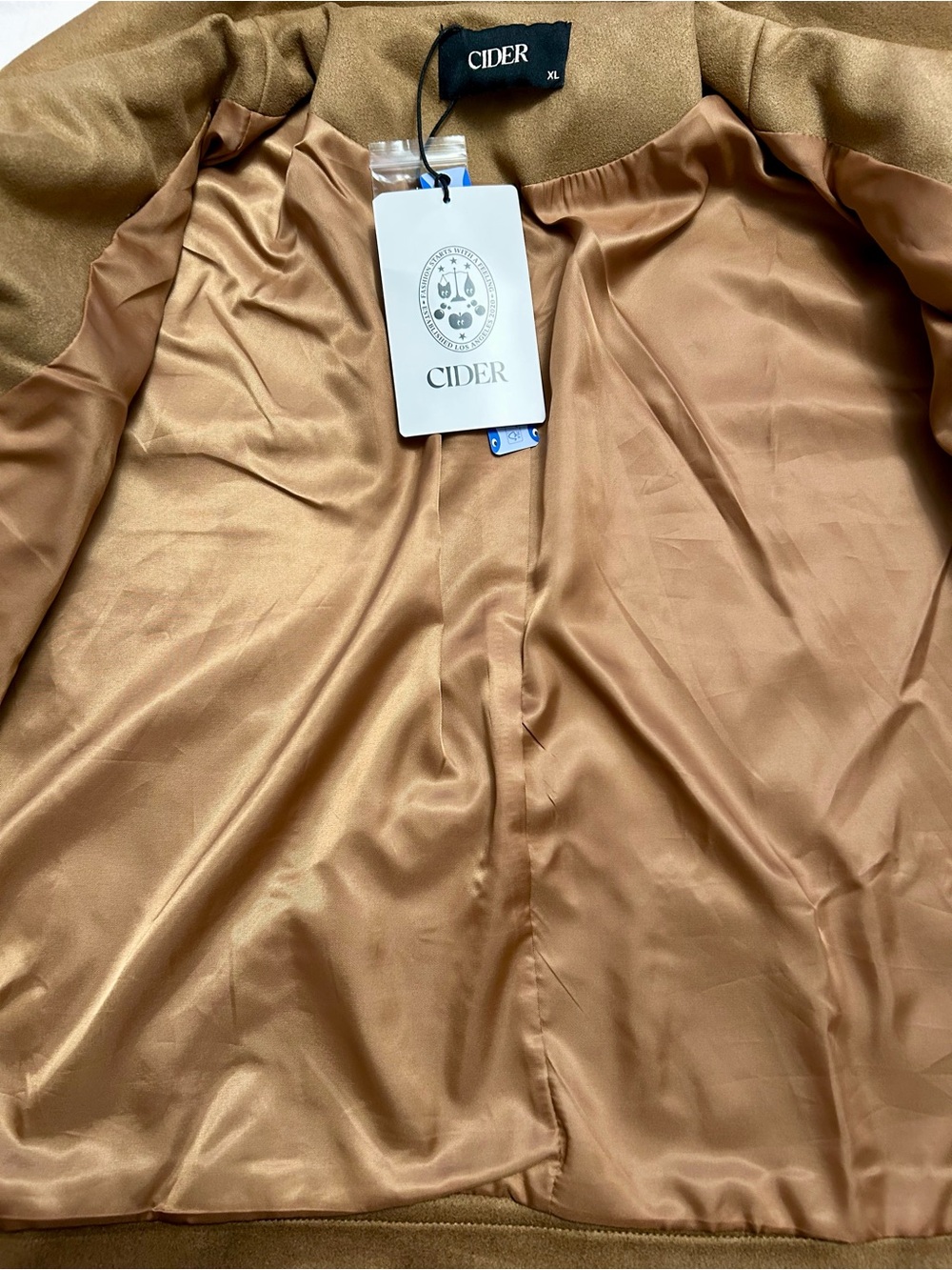 NWT - Cider Suede Jacket in Tan w Blanket Stitch Trim in Cognac - Picture 10 of 13